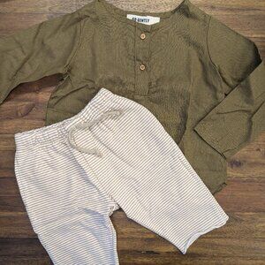 Organic Cotton Sweat Shorts and Hemp Placket Top in 3t - NWOT